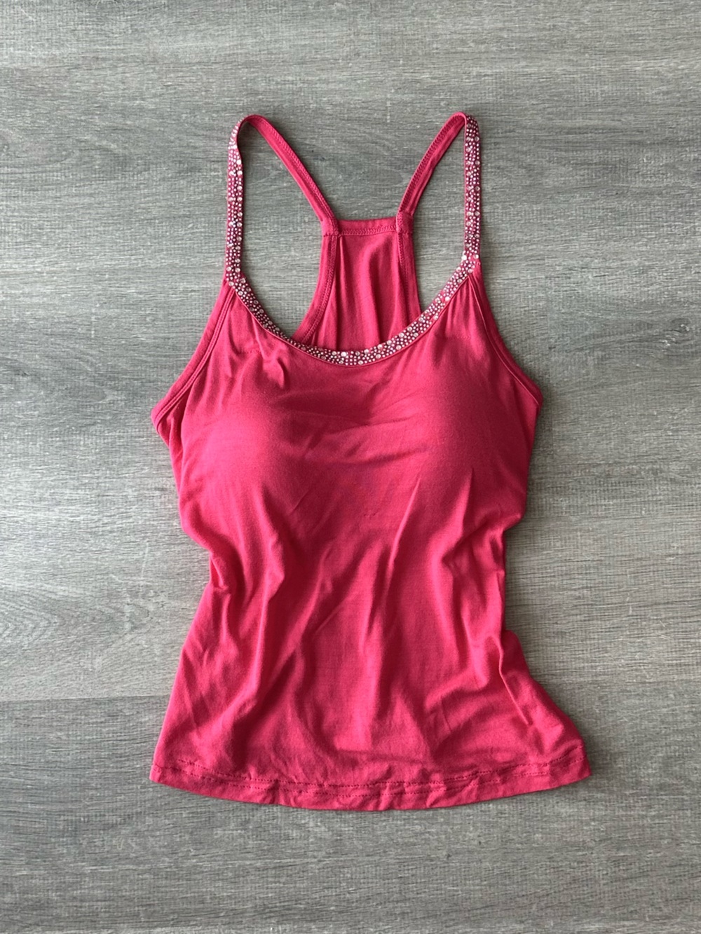 Women’s Racerback Tank Top Pink Rhinestone with padding